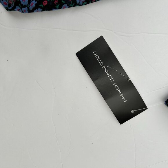 New French Connection Black Blue Floral Blouse Button Down Shirt Womens Size S - Picture 4 of 7